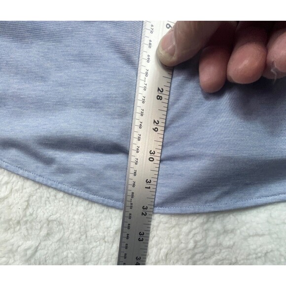 Charles Tyrwhitt Long Sleeve Solid Blue Non-Iron Slim Fit Size 16 ½"/33" - Picture 6 of 11